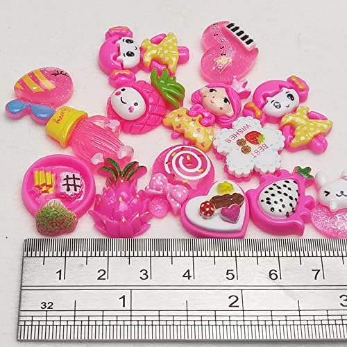 LibiIine 100pcs Mix Lots Flatback Resin Buttons Flat Back Scrapbooking Resin Flatback Craft (Hot-Pink)