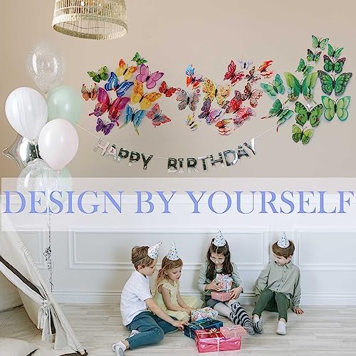 OPSEAM 3D Butterfly Wall Decor Butterfly Decorations Stickers with Magnets | 24 PCS Circl,12 Styles Double Layer Butterfly for Classroom Decoration,Locker Refrigerator, Reusable,Waterproof
