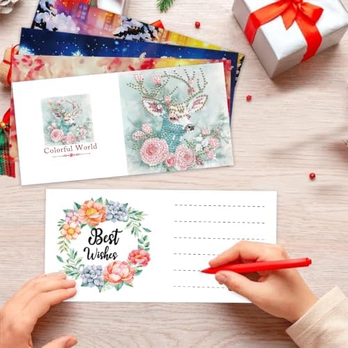 LSQFS DDGYP 6Pcs Christmas Diamond Painting Paper Cards Kit with Envelopes