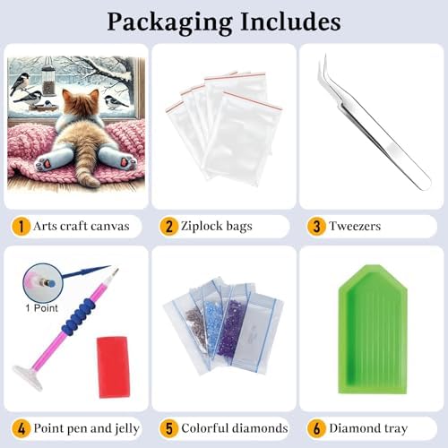 JAKI Cat Diamond Painting Kits for Adults Beginners 14x14inch