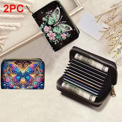 DDGYP 2PCS Diamond Art PU Leather Credit Card Wallet Making Kit