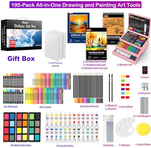iBayam Pink Art Supplies, Color Drawing Sets, Teen Girl Gifts Trendy Stuff