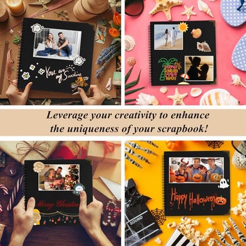 Joyberg Scrapbook 80 Pages, Scrapbooking Supplies 8 x 8 In, Scrapbook Album Suitable for Album Memory Book Wedding, Anniversary Family, DIY Craft Projects (Black)