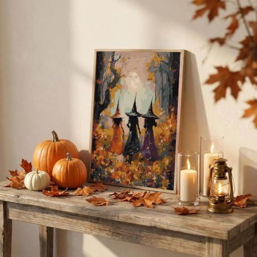 Halloween Paint by Numbers Kit for Adults,Witch Paint by Number 12x16 in