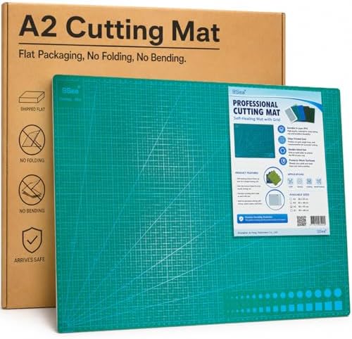 Self Healing Cutting Mat A2, 24 x 18 inch Green, Craft Cutting Board for Leather Crafts, Sewing, Quilting, Paper Cutting, 5-Ply Double Sided Rotary Cutter Mat, Ships Flat Not Folded