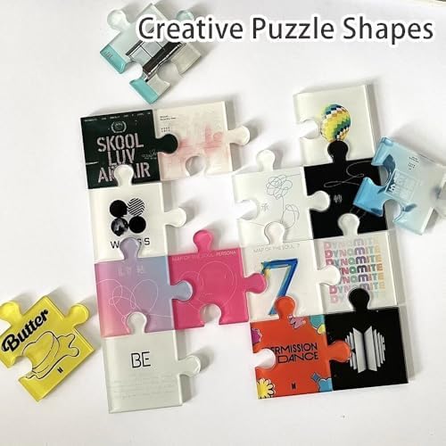 Ouliget DIY Fridge Magnet Craft Set,Blank Clear Acrylic Decorative Fridge Magnets with Adhesive Backing for Office Classroom Cabinets Kitchen,16 Sets, Jigsaw Shape