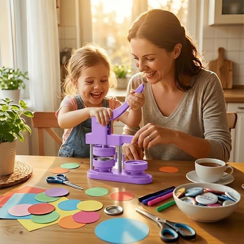 Freeingbag 58mm Button Maker Machine Kit, Installation-Free Button Pin Maker & Pin Maker Machine with 100 Sets Supplies, Circle Cutter & Bonus DIY Accessories for Badges, Crafts & School Projects