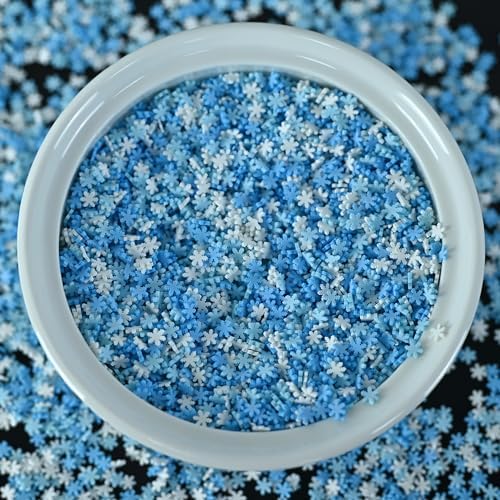 LIKETURE Fake Sprinkles 110g Polymer Clay Sprinkles Fake Candy Sprinkles Faux Sprinkles for Resin Slime Craft Plastic Sprinkles for Nail Art Phone Case DIY Shaker Card Filler (3-Color Snowflake-110G)