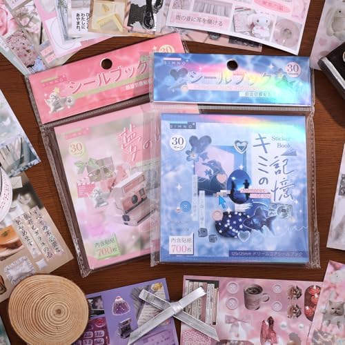 Girl's Japanese Retro Sticker Book, Nostalgic Theme - 700+ Japanese dreamcore Style Glitter Stickers, for DIY Scrapbooking Journaling Handbook Decoration