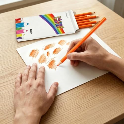 12 PCS Orange Colored Pencils, Pre-sharpened Professional Wooden Art Pencils Set for Artists Painting | Premium Drawing Sketching Supplies