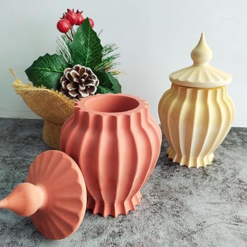 Wehous Vintage Jar Resin Mold with Lid Silicone Box Storage Container Mold for Epoxy Resin Casting Candle Vessels Candy Jewelry Trinket Makeup Holder Unique Concrete Cement Casting Craft Making Decor