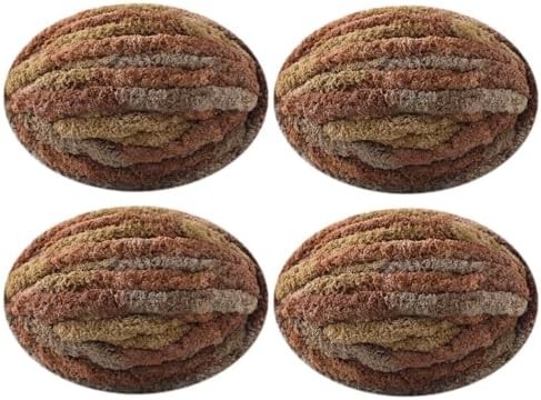 Chunky Yarn for Hand Knitting, No7 Thick Yarn, 250Grams 32Yards, Pack of 4, Perfect for Knitters and Crafters (Pudding)