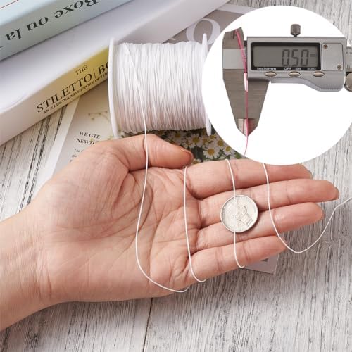 150 Yards 0.5mm Braided Nylon Crafting Thread Chinese Knotting Beading String Macrame Cord Rope for Necklace Bracelet Jewelry Craft Making, White