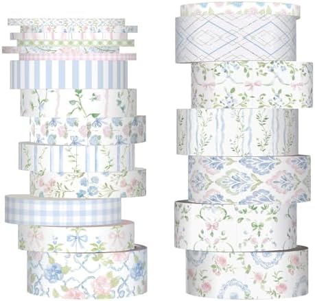 Colarr 21 Rolls Watercolor Floral Washi Tape Set 6 Yard Spring Flower Decorative Masking Tape for Craft DIY Arts Scrapbook Journaling Supplies Gift Wrapping, 3 Sizes