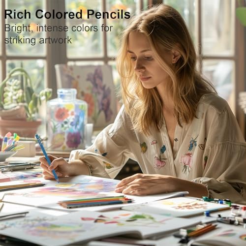 Colored Pencils for Adult Coloring Books, Set of 72, Oil-Based Core Drawing Pencils, 3.8mm Soft Leads with Adult Coloring Pencils, Professional Art Supplies for Adults, Beginner and Kids
