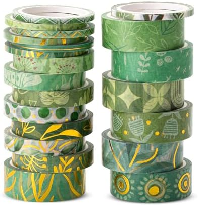 Mr. Pen- Washi Tape Set, 21 Rolls, Assorted Sizes, 5.5 Yards/Roll | Washi Tape for Scrapbook, Arts, Crafts, Journals and Planners, Greenery Summer Design
