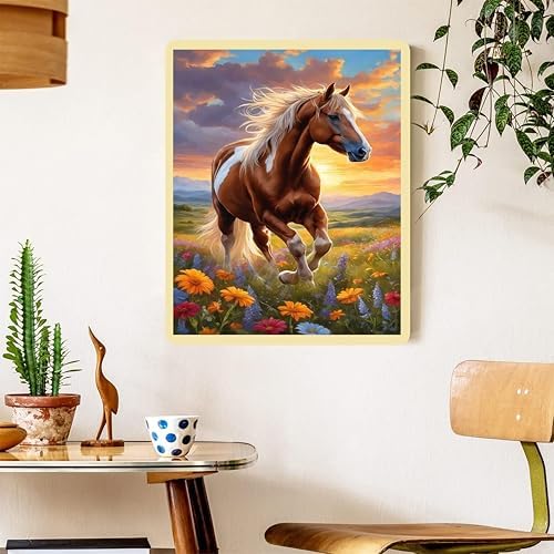 Horse Paint by Numbers for Adults with Framed Canvas - with Wooden Easel