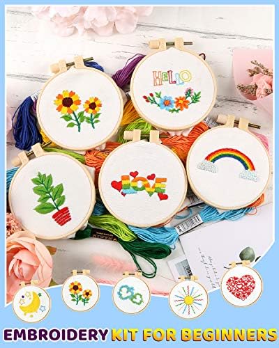 Pllieay 10 PCS Cross Stitch Kits for Beginners, Embroidery Beginner Kits