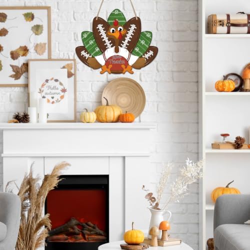 Paintable Thanksgiving Ornaments 3 Sets, Wooden Football Turkey Ornaments to Paint, Unfinished Give Thanks Wreaths Wood Crafts for Painting, Wood Cutouts DIY Ornament for Door Decor
