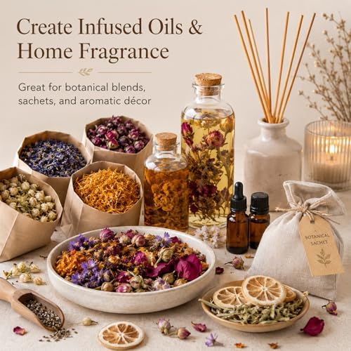 Sukh 21 Bags Dried Herbs Kit - Natural Dried Flowers for Soap Candle Crafts