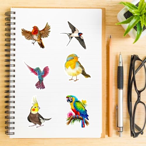 DothRayan 100 Pcs Birds Stickers Cute Bird Animals Stickers, Vinyl Waterproof Birds Sticker for Kids Teen Water Bottles Laptop Luggage Phone Skateboard Computer Refrigerators