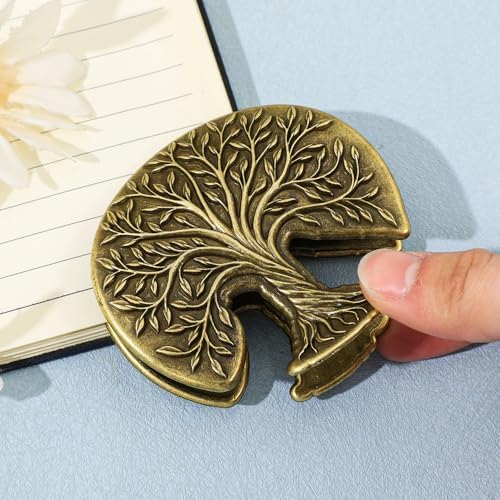 Vintage Plant Metal Bookmark Clips - Tree of Life/Tulip/Ginkgo Leaf Journal Clips, Traveler's Notebook Accessories, an Ideal Gift for Book Lovers and journaling Enthusiasts (Tree of Life Style A)