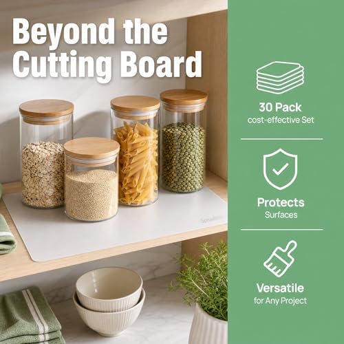 ZENFUN 30 Pack Plastic Cutting Board Mats, Flexible Clear Cutting Mats 17 x 11 In, Kitchen Cutting Board Sheets Frosted Placemats BPA-Free, Non-Porous