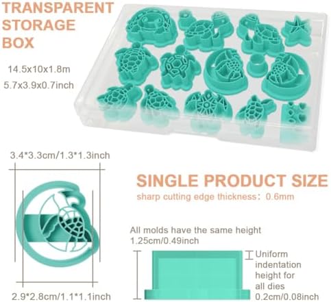 15Pcs Sea Turtle Polymer Clay Cutters Starfish Clay Earrings Cutters for Adults Polymer Jewelry Cutter for Earrings Making Party DIY Craft Supplies
