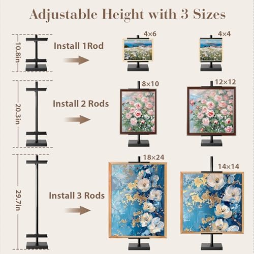 AZEAM 29" Adjustable Tabletop Easel Stand, Black Metal Easel for Display