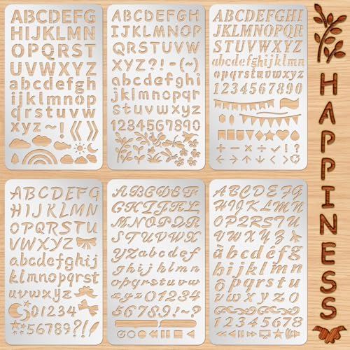 Lewtemi 6 Pcs Metal Wood Burning Stencils, Letter Style Letters Numbers