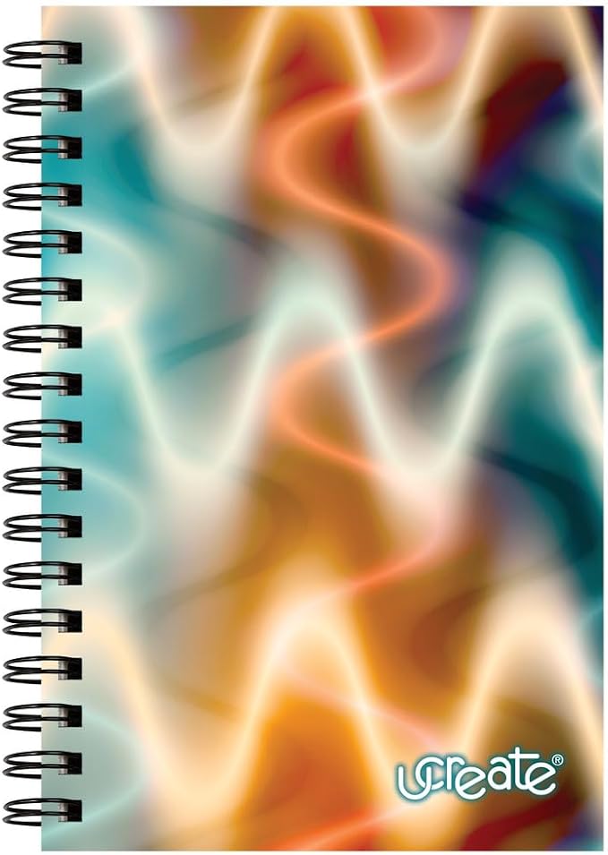 UCreate Fashion Poly Sketch Book, Neon Squiggles, 6" x 9", 1 Count | Supports classroom learning, crafts and creative activities
