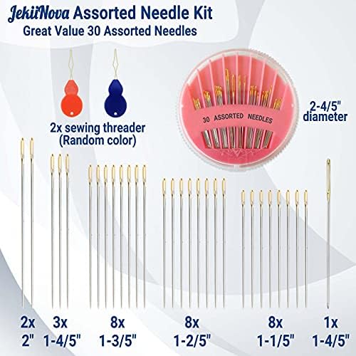 30 Pack Premium Hand Sewing Needles, 6 Sizes Assorted Sewing Needles