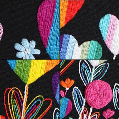 Louise Maelys LGBT Love Embroidery Kit for Beginners, Flower Pattern