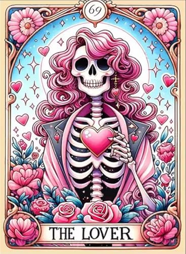 GOUOYANA Paint By Numbers Kit for Adults-Skull THE Lover Funny Canvas | Adult Paint by Number Kits on Canvas for Painting DIY Skull THE LOVER Painting Art by Numbers for Home Wall Art Gift12X16in