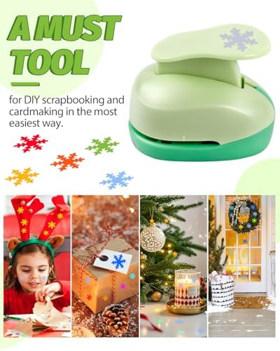 UCEC Craft Snowflakes Paper Punch, Light Green, 1-Inch Pattern Size, Decorative Shape Cutter for Paper Projects