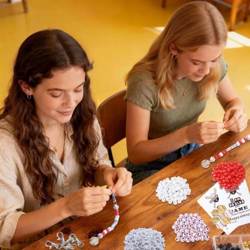 Tuhangcc 500 Pcs Baseball DIY Keychain Making Kit, Adjustable Letter Alphabet Beads Strings,8 Charm 16 Cards with Lobster Clasps & Strings for Sport Theme Party Favor Gift (Baseball)