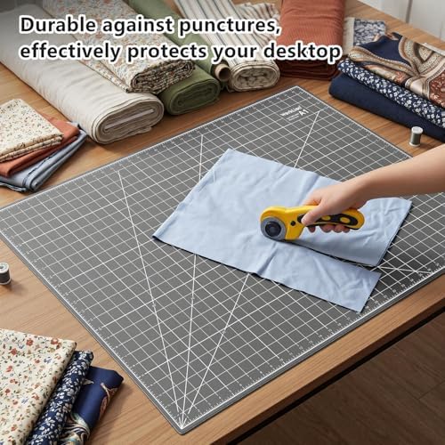 WorkLion Self Healing Cutting Mat 24''x36'': Double-Sided 5-Ply Craft Cutting Board with Grid - Slip-Resistant Large Cutting Mat for Sewing, Fabric,Quilting, Crafts & Hobbies(Grey/Black)