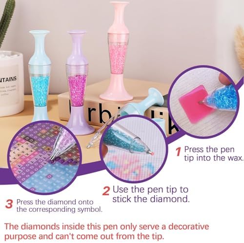 3 PCS Diamond Art Pens, Flower Pot-Shaped Drill Pen Tools and Accessories