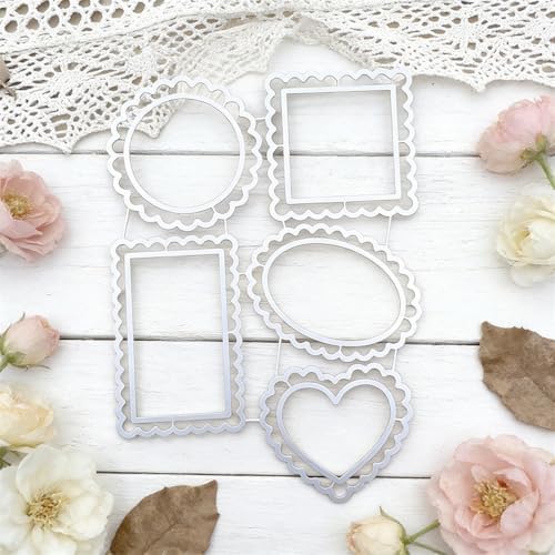 Cutting Dies Metal Stencils Scrapbooking Tools DIY Embossing Template for Paper Card Making Album Arts Crafts Supplies (Lace Border Set-14.7x10.5cm)