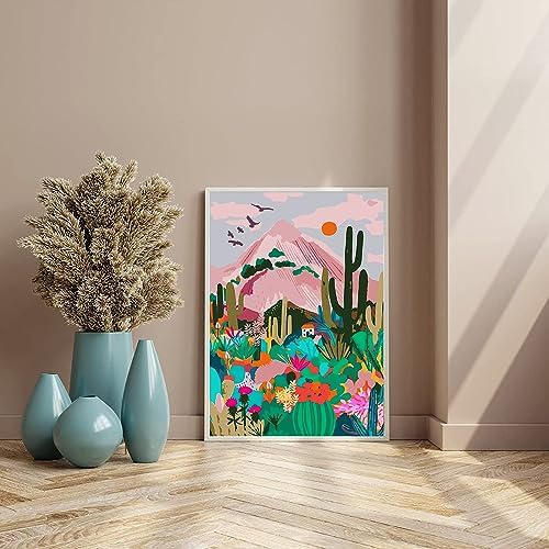 Jethami 2 Pack Paint by Numbers for Adults Beginner, Mountains Sunset Plant Landscape DIY Canvas Art Kit for Relaxation 16x20 in