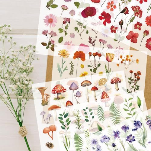 500Pcs Natural Flower Stickers with 260Pcs Letter Stickers,Self-Adhesive Flower Sticker for Scrapbooking Supplies Junk Journal Bullet Journal Planner Laptop