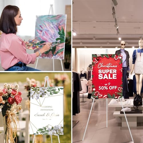 ARTASY 63" Easel Stand for Wedding Signs, White, 1 Pack with Carry Bag