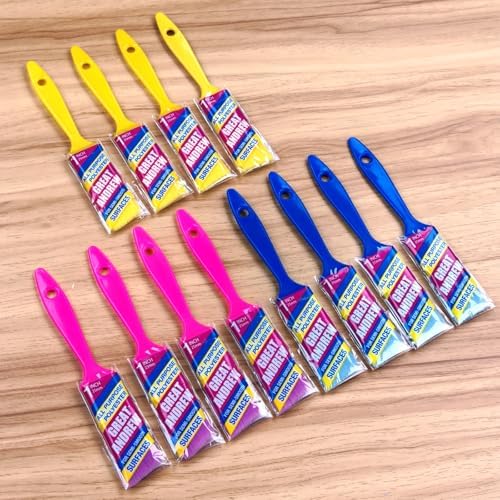 Great Andrew 12 PCS Angled Paint Brushes 1 Inch Painting Acrylic
