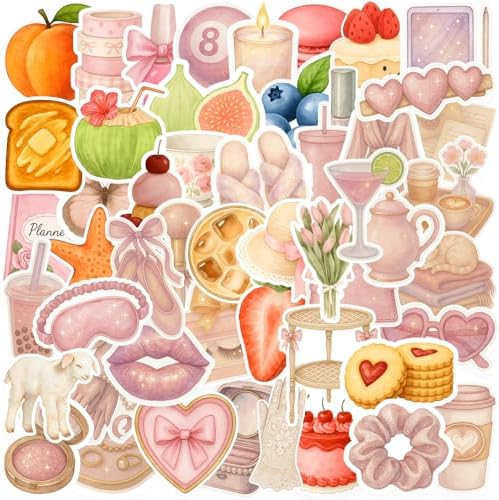 100PCS Aesthetics Stickers,Trendy Pink Girls Stickers Waterproof Vinyl Decals for Laptop Water Bottle Scrapbook Planner