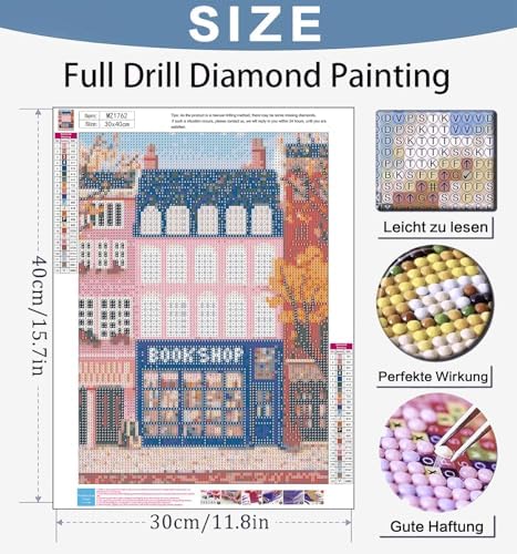 Benjenes Book Shop Diamond Art Kits for Adults, Diamond Painting Kits
