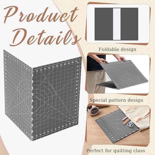 Teenyyou 24" L x 18" W Self Healing Foldable Cutting Mat, Dark Gray