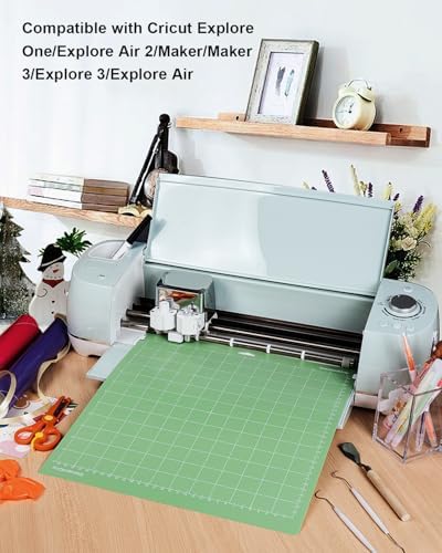 Gwybkq Cutting Mat, Compatible With Maker 3/Maker/Explore 3/Air 2/Air/One 12 Pack 12x12 Cut Mats Replacement Accessories Adhesive Sticky Green Cricket Standard Card