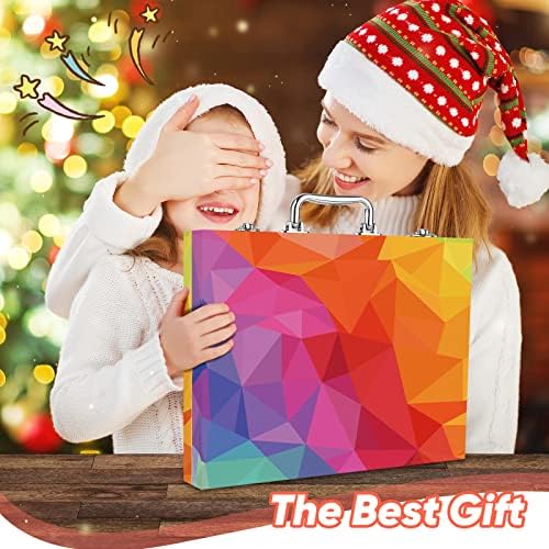 Soucolor 183 Art Drawing Painting Kit, Crayons Pastels Markers, Wooden Case