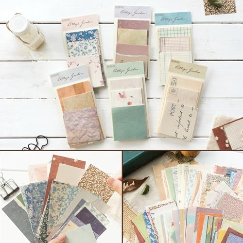 565 Pcs Vintage Scrapbook Paper Kit, Scrapbook Paper Supplies with Flowers Stickers, Journaling Decorative CraftPaper Set for Junk Journal, Retro Crafts