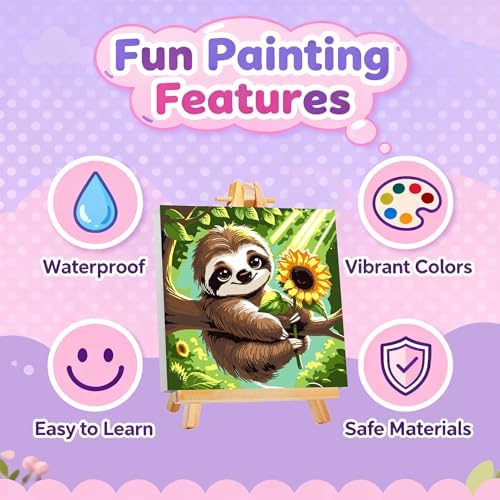 Gemozaic Sloth Paint by Numbers Kit for Kids Ages 8-12 with Frame & Easel